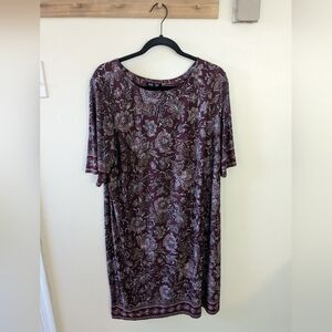 Roz & Ali Burgundy Floral Dress, size 2X